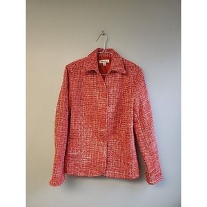 Coldwater Creek Women s Orange Tweed Textured Blazer Jacket size‎ 8